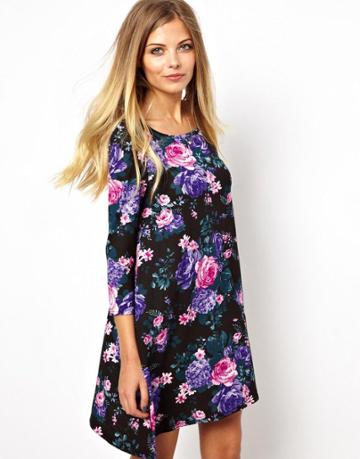 Vero Moda Dark Floral Babydoll Dress
