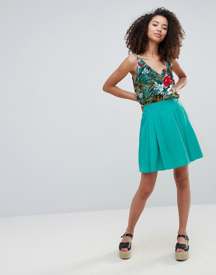 Louche Eden Skater Skirt - Green