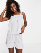 Jdy Textured Tie Cami Smock Top In Cream Check - Part Of A Set-gray