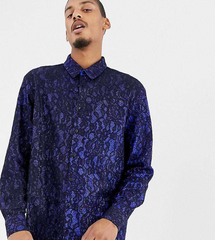 Milk It Vintage Shirt In Glitter And Lace Reg Fit - Navy