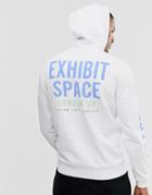 Asos Design Hoodie With Back & Arm Exhibit Space Print-white