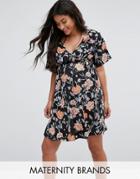 New Look Maternity Floral Puff Sleeve Dress - Black