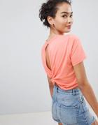 Asos Design Crop T-shirt With Twist Back - Orange