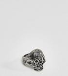 Reclaimed Vintage Inspired Patterned Skull Ring Exclusive To Asos - Silver