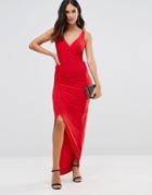 Honor Gold Hallie Maxi Dress With Slit - Red