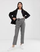 Only Paperbag Waist Check Pants - Black