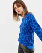 Pieces Animal Print Sweater - Blue