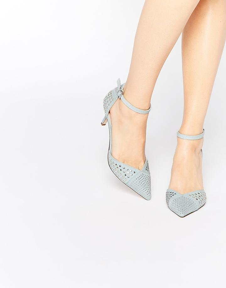 Asos Super Sonic Studded Pointed Heels - Denim