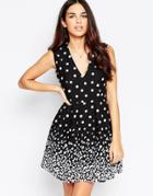 Style London Skater Dress In Polka Dot - Blace White