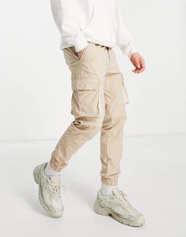 Jack & Jones Intelligence Technical Cargo Pants In Beige-neutral