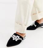 Asos Design Wide Fit Verona Embellished Flat Shoes In Black