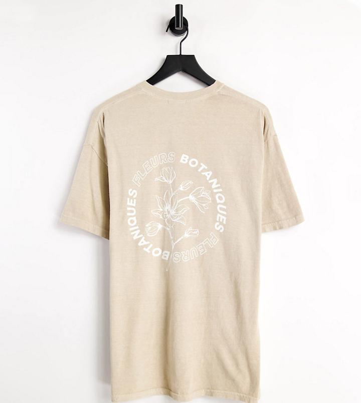 New Look Oversized Back Print T-shirt In Washed Stone-neutral