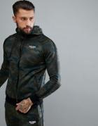 Muscle Monkey Muscle Fit Hoodie In Camo - Green