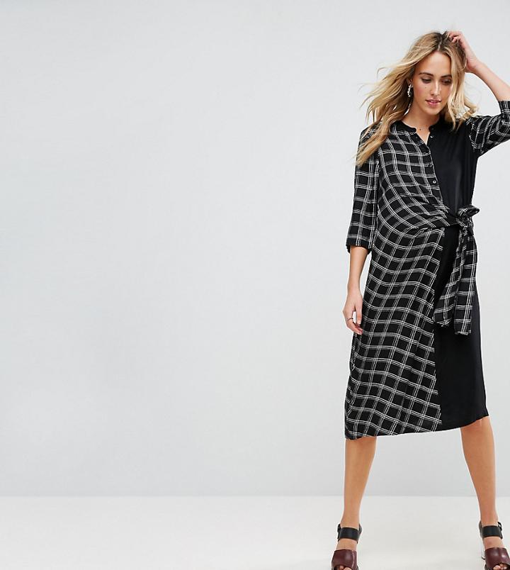 Asos Maternity Nursing Check Shirt Dress With Tie Front Detail - Multi