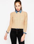 Mango Cable Knit Sweater - Camel
