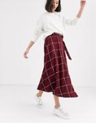 Native Youth Midaxi Wrap Skirt In Grid Check-red