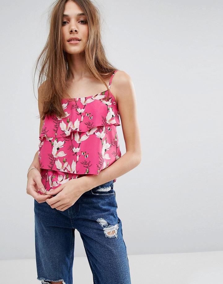 Oasis Layered Ruffle Floral Print Cami Top - Multi