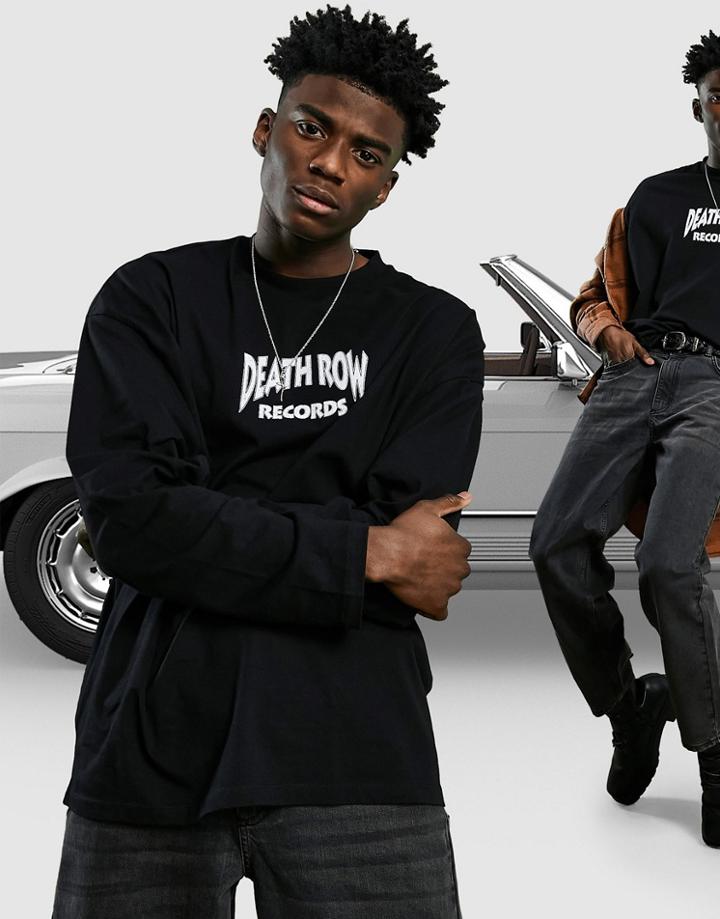 Asos Design Long Sleeve T-shirt With Death Row Records Print In Black