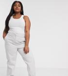 Asos Design Curve High Waist Chino With Jogger Hem In Gray-grey