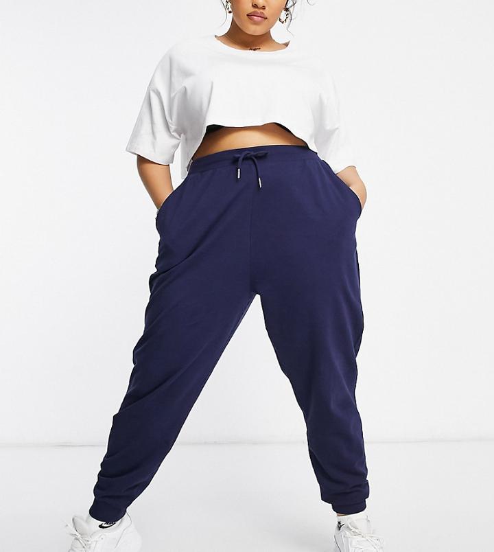 Asos Design Curve Basic Slim Sweatpants In Navy