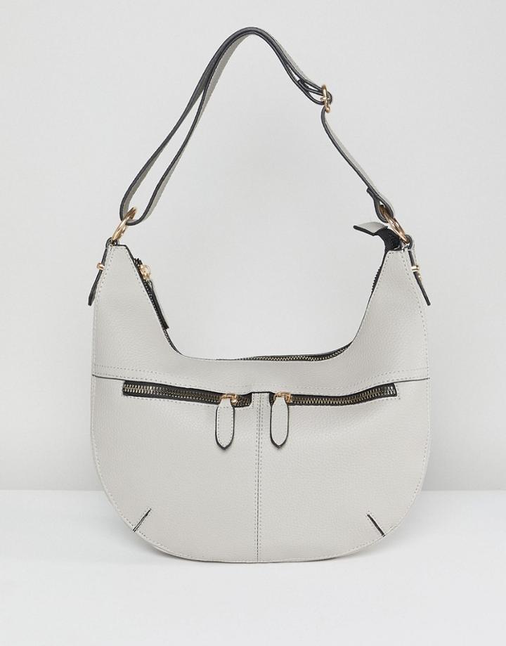 Yoki Fashion Zip Detail Slouch Shoulder Bag - Gray