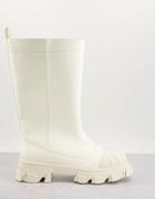 Public Desire Man Ajax Toe Cap Rain Boots In Beige-neutral