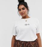 Asos Design Curve T-shirt With Tiny Sun And Moon In Organic Cotton - White