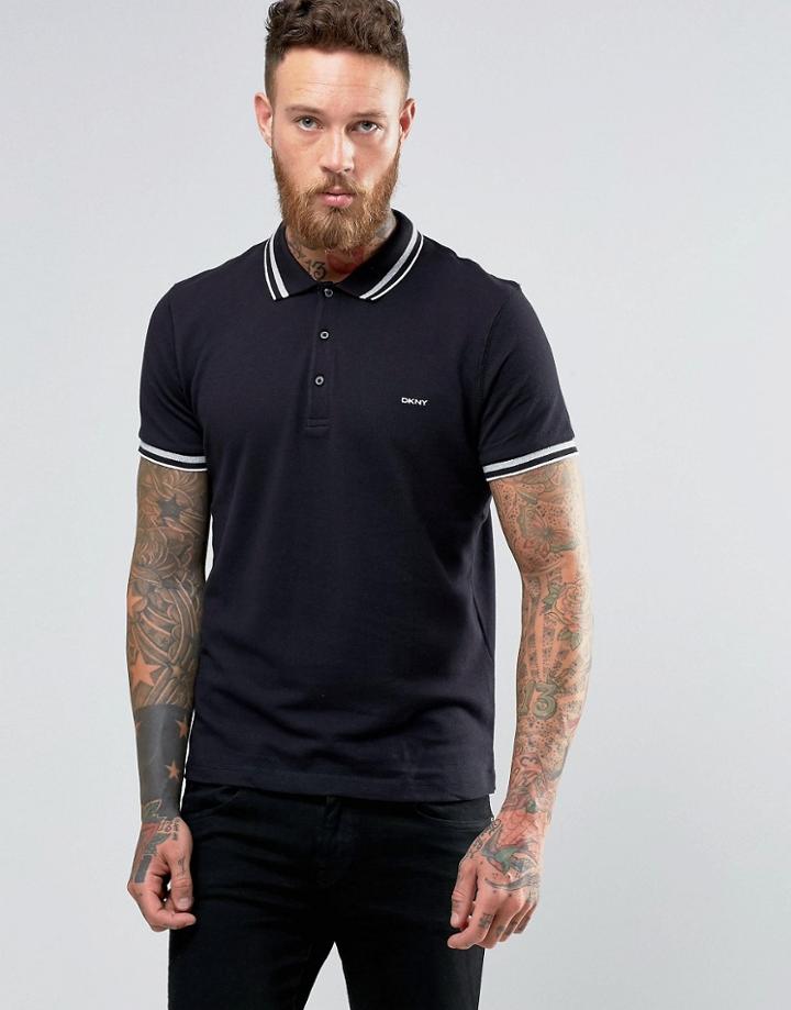 Dkny Tipped Polo Shirt - Black