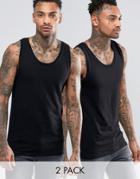 Asos Muscle Tank 2 Pack - Black