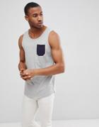 Le Breve Contrast Pocket Tank - Gray