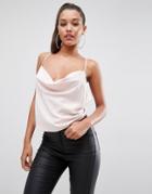 Asos Backless Cowl Neck Top - Pink