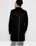 Sixth June Overcoat With Back Zip Detail - Black