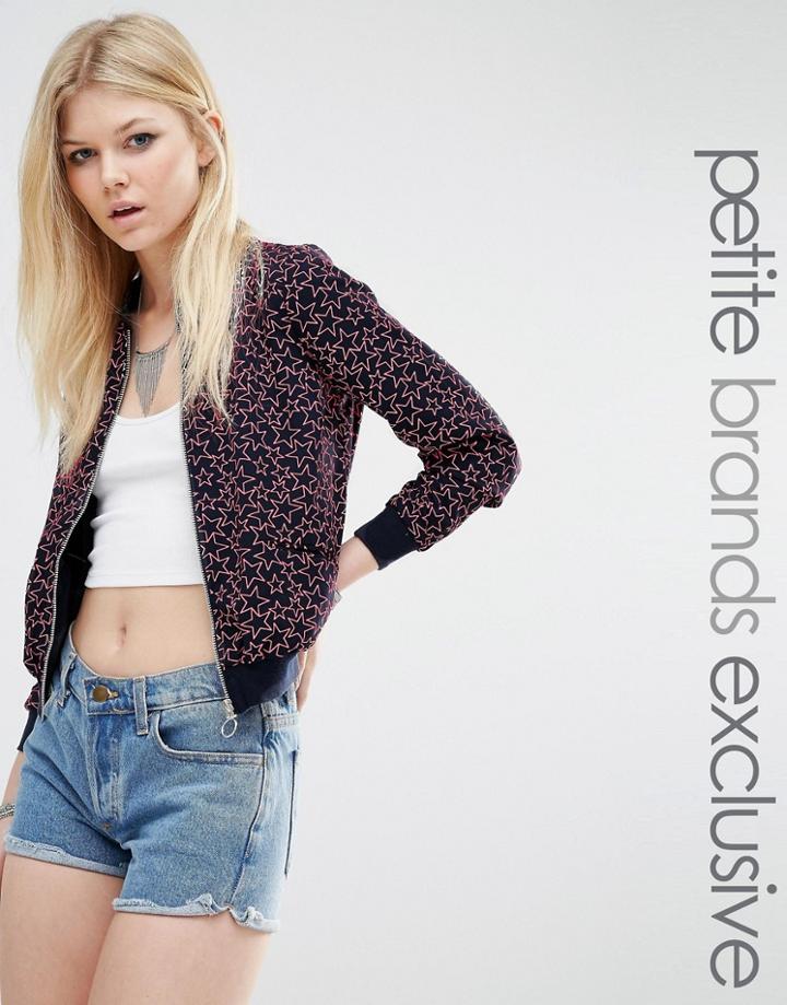 Noisy May Petite Bomber Jacket In Starlight Print - Multi