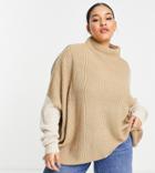 Yours Oversized Sweater In Camel-neutral