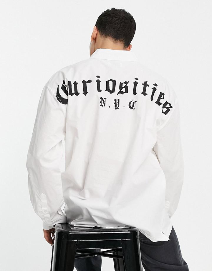 Topman Oversized Shirt With Placement Print In White