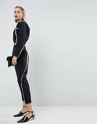 Asos White Tapered Pants With Frayed Seam - Black