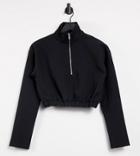 Missguided Tall Coordinating Tailored Sweatshirt With Half Zip In Black