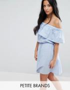 Vero Moda Petite Ruffle Off The Shoulder Dress - Blue