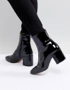 Asos Design Rosana Leather Block Heeled Boots - Black