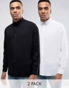 Asos Oversized Shirt 2 Pack In White And Black Save - Multi
