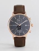 Sekonda Leather Chronograph Watch In Brown/rose Gold - Brown