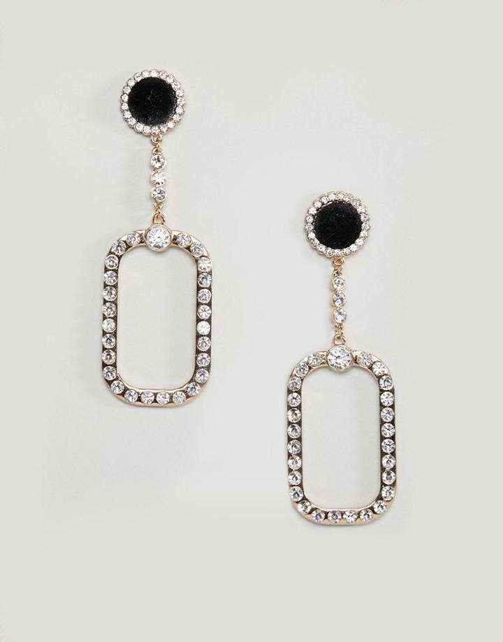 Bershka Diamonte Drop Earrings - Yellow