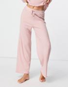 New Look Loungewear Waffle Wide Leg Pants Set In Pink