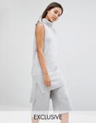 Micha Lounge Turtleneck Dip Back Sweater - Gray