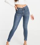 River Island Petite Molly Mid Rise Skinny Jeans In Medium Blue-blues