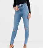 New Look Tall Ripped Skinny Jean In Mid Blue
