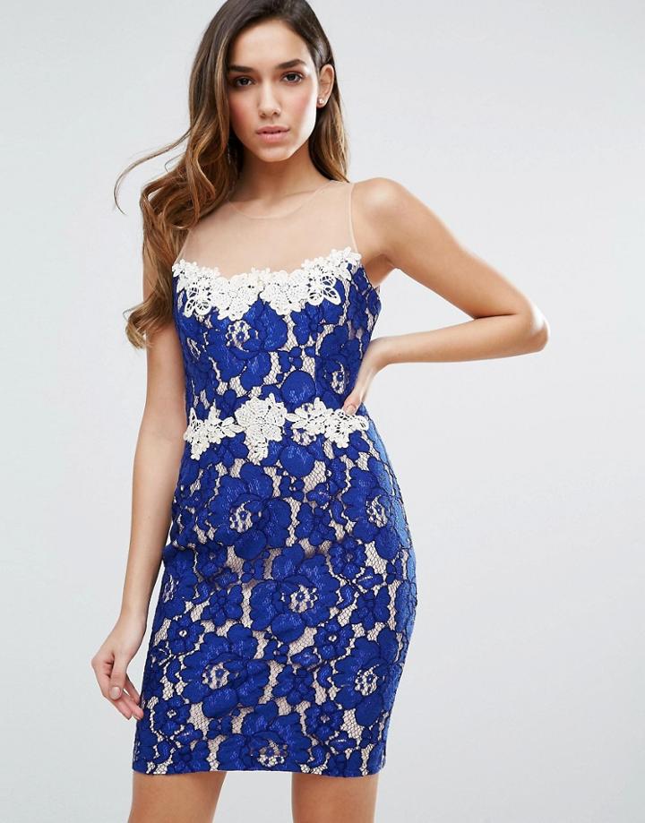 Forever Unique Lace Mini Dress - Blue