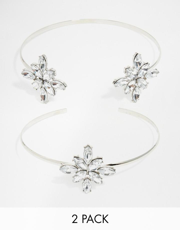 Asos Red Carpet Pack Of 2 Arm Cuffs - Rhodium