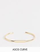 Asos Design Curve Sleek Flat Front Cuff Bracelet - Gold