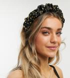 My Accessories London Exclusive Ruched Headband With Celestial Star Detail-black